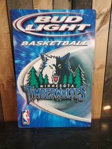lot 17 image: 2003 Metal Bud Light Timberwolves Sign