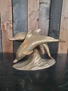 lot 19 image: Fantastic Heavy Brass Dolphin Statue