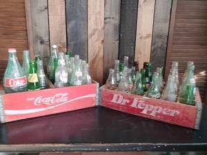 lot 31 image: Large Group of Vintage Soda Bottles in Wood Crates
