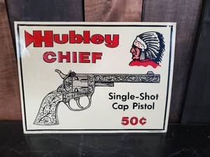 lot 53 image: Fantastic Hubley Embossed Toy Gun Sign