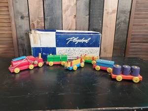 lot 58 image: Very Early Playskool Wood Train Set