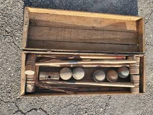 lot 63 image: Antique Wooden Croquet Set