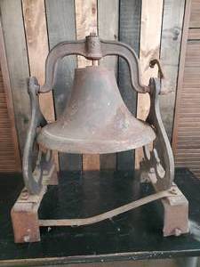 lot 65 image: Large Cast Iron School Church Bell With Brackets