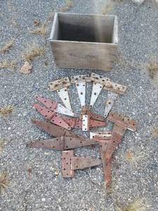 lot 75 image: Nice Collection of Barn Hinges in Wood Box