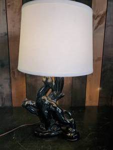 lot 90 image: Mid Century Modern Black Panther Table Lamp