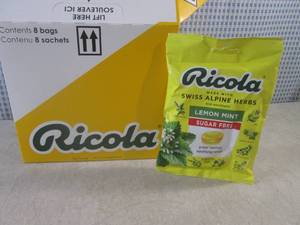 lot 322 image: (C-3) 8 Bags of Ricola Lemon Mint S...