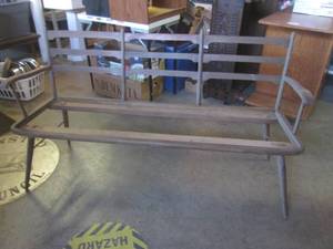 lot 9 image: (FRNT) Vintage Wood Bench 60 Wide...