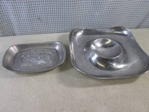lot 55 image: (BS) 2 Vintage Pewter Platters ...