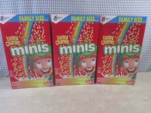 lot 442 image: (C-1) 3 Family Size Boxes Lucky Cha...