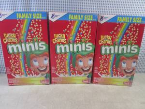 lot 443 image: (C-1) 3 Family Size Boxes Lucky Cha...