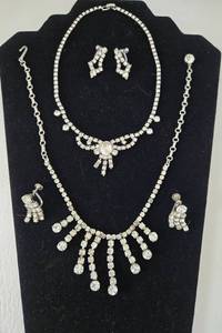 lot 57 image: 1960s Vintage Rhinestone Necklace & Earring Sets - Qty 2