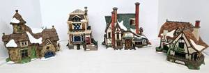 lot 8 image: Dept 56 Abington Lockside Inn & Keepers Residence, Fred Holiwells House, & Thornbury Chapel