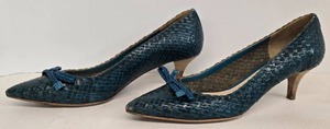 lot 19 image: PRADA Woven Turquoise Womens Kitten Heel Shoes