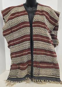 lot 67 image: 70s Vintage Blanket Vest Western Handmade Woven Fringe Traditional Mexico Serape