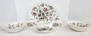 lot 18 image: Vintage Johnson Bros Ironstone Staffordshire Bouquet China Serving Pieces