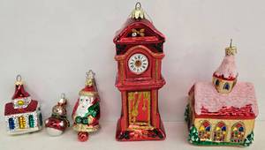 lot 78 image: European Style Glass Mouth Blown Ornaments including SANTAS BEST - Qty 5