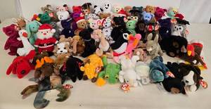 lot 94 image: Original TY Beanie Babies from 1990s and Beyond - Qty 61
