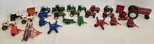lot 38 image: Miniature Toy Tractors John Deere, Case, Ford, International, Massey - Qty 34