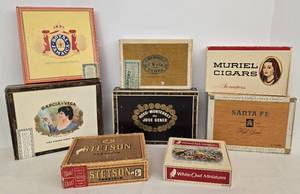 lot 108 image: Vintage Cigar Collectible Empty Boxes - Qty 8