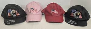 lot 145 image: American Flag & Proud American Biker Leather Ballcaps - Qty 4