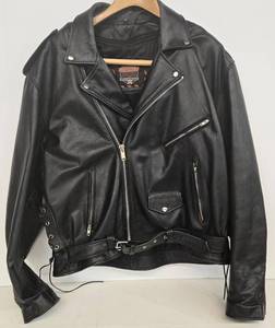 lot 163 image: Vintage Mens INTERSTATE Black Leather Biker Jacket