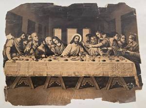 lot 190 image: Antique Unframed Last Supper Lithograph Print