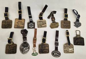 lot 197 image: Vintage Heavy Construction Equipment Companies Watch Fobs or Keychains - Qty 14