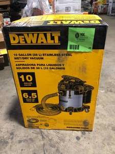 lot 20 image: DEWALT 10 Gal. Stainless Steel WetDry Vacuum    Customer Returns See Pictures