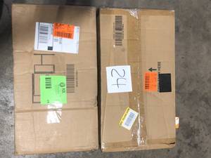 lot 24 image: Lot of Karl home Black 5-Tier Heavy Duty Steel Freestanding Garage Storage Shelving Unit (21.3 in. W x 59 in. H x 11.42 in. D)  Customer Returns See Pictures