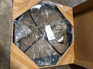 lot 35 image: Hampton Bay Windgate 40 in. Dia. Round Steel Wood Burning Fire Pit with Spark Guard    Customer Returns See Pictures