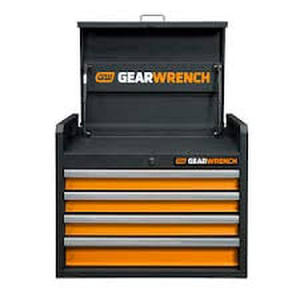 lot 13 image: GEARWRENCH 26 in. 4-Drawer GSX Series Tool Chest Slight Damage  Customer Returns See Pictures