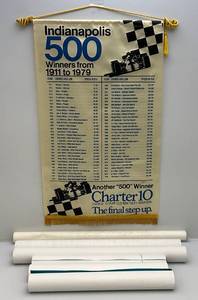 lot 103 image: Misc. Posters Including 1979 Indianapolis 500 Winners Flag, NASCAR & More