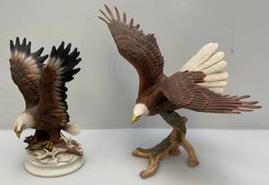 lot 12 image: Misc. Porcelain Eagle Statues 1 11 12 T  1 14 14