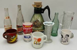 lot 17 image: Misc. Vintage Bottles Including PEPSI Paper Label & More