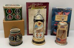 lot 19 image: Collectible Anheuser Busch Budweiser Steins (NIB)