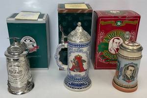 lot 25 image: Collectible Anheuser Busch Budweiser Steins (NIB)