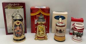 lot 26 image: Collectible Anheuser Busch Budweiser Steins (NIB)