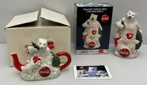 lot 55 image: Misc. Coca Cola Collectibles Including Teapot (Lid Rim Broke) & Stein (NIB)