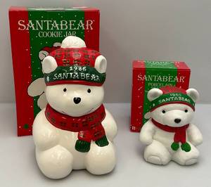 lot 59 image: Vintage Santa Bear Cookie Jar And Music Box (Both New Open Box)
