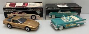 lot 77 image: Jim Beam Collectible Decanters Including 1984 Corvette Gold & 1957 Chevy Bel-Air Turquoise In Original Boxes (EMPTY)