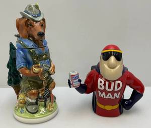 lot 82 image: German Dachshund Stein & Bud Man Stein (Both Have Repairs)
