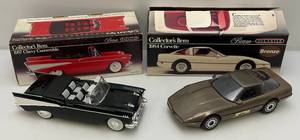 lot 89 image: Jim Beam Collectible Decanters Including 1984 Corvette (Bronze) & 1957 Chevy Convertible (Black) In Original Boxes (EMPTY)