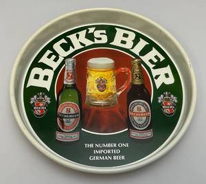 lot 107 image: 13 Becks Bier Beer Metal Serving Tray