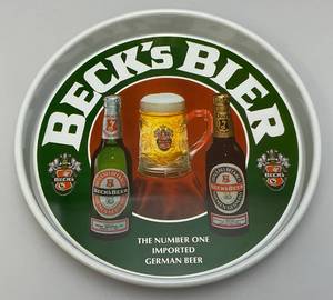 lot 112 image: 13 Becks Bier Beer Metal Serving Tray