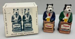 lot 122 image: 1997 Limited Edition 1200 Sets Hamms Beer Bear Salt & Peppers In Original Box