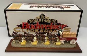 lot 144 image: World Famous Budweiser Clydesdales Limited Edition Clydesdale Hitch Figurine (NIB)