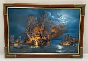 lot 166 image: (VERY RARE) 1985 Armstrongs Perveyors Of Fine Ceramics Limited #59500 Ceramic Plaque Framed Signed By Artist Alan Destrehan 11 34 x 17
