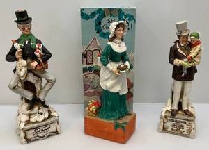 lot 180 image: 1979 Set Of Sky Country A Christmas Carol Decanters Including Mr. & Mrs.  Cratchit & Ebenezer Scrooge (Empty)
