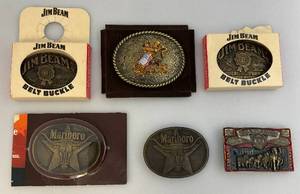 lot 182 image: Misc. Collectible Belt Buckles Including Budweiser, Jim Beam & More (All In Like New Condition)