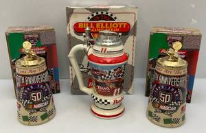 lot 187 image: Misc. NASCAR Budweiser Colectors Steins (NIB)